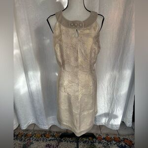 EUC! Antonio Melani Gold Silk Floral Brocade Mini - 12